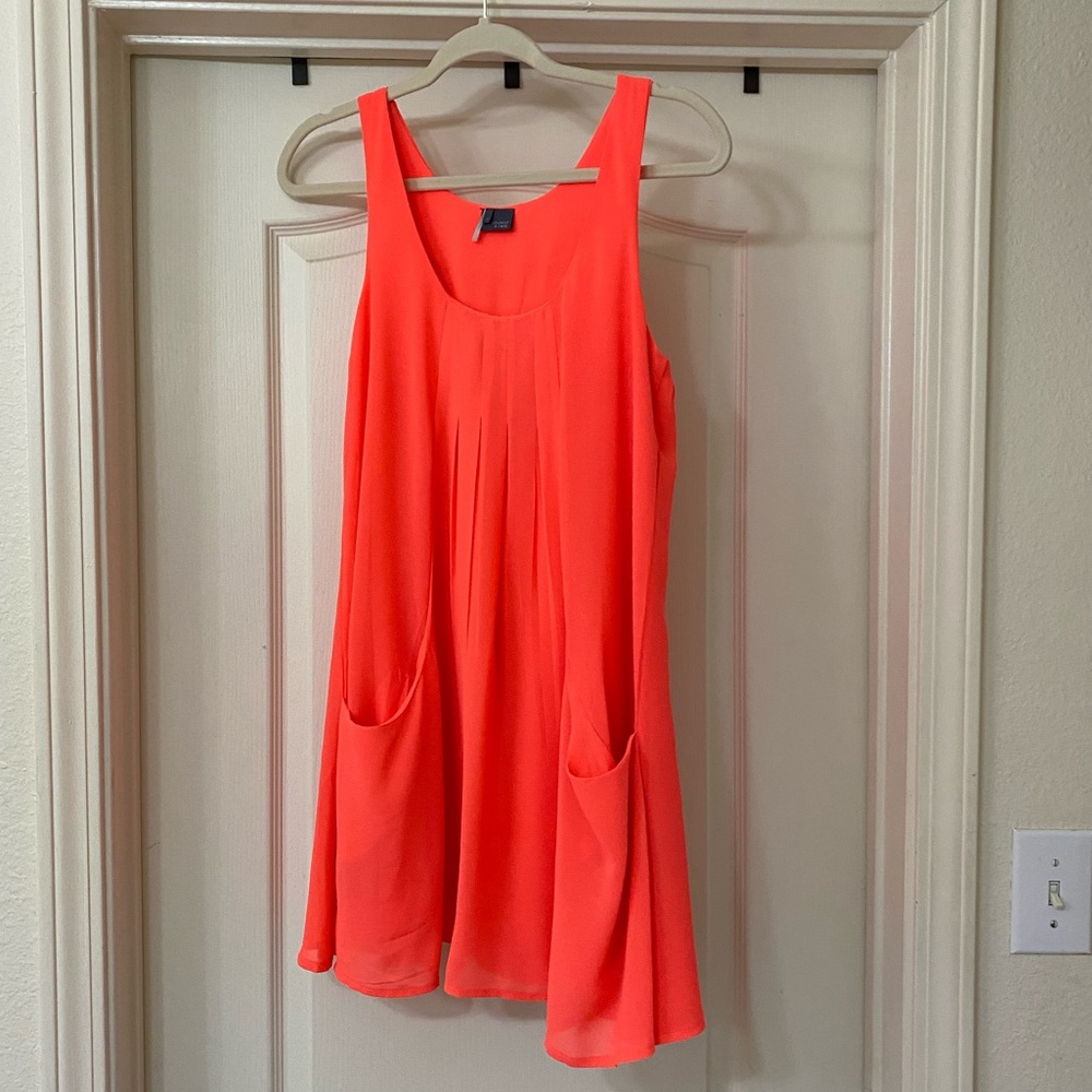 Neon Orange dress with pockets size small